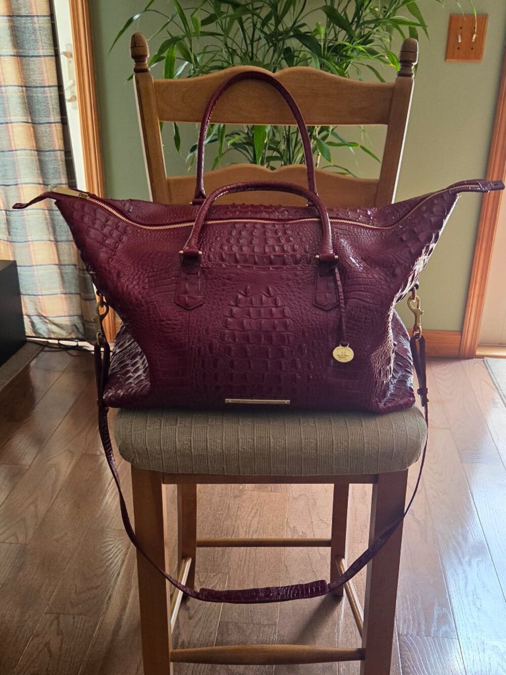 Brahmin Duxbury Weekender Red/Cranberry Leather Bag Carry On